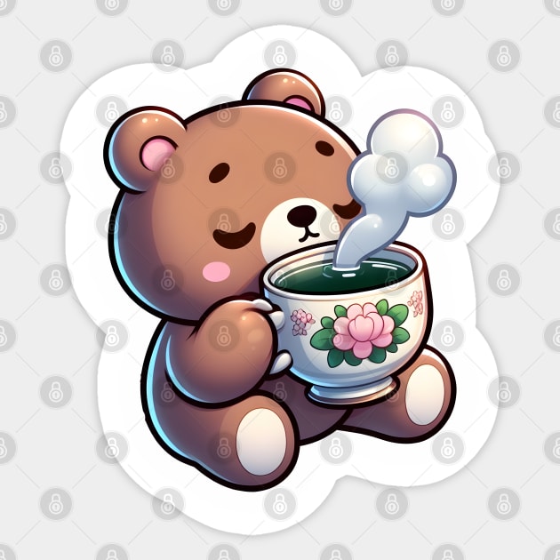 Cute Bear It's My Tea Time Sticker by Teddy Club